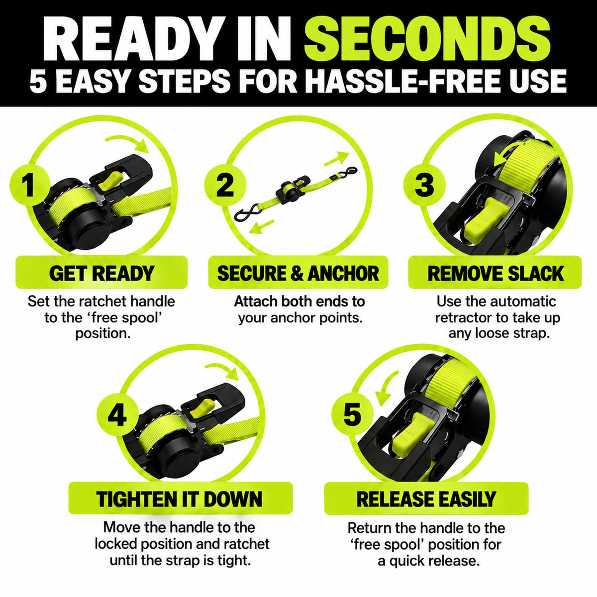 Retractable Ratchet Straps